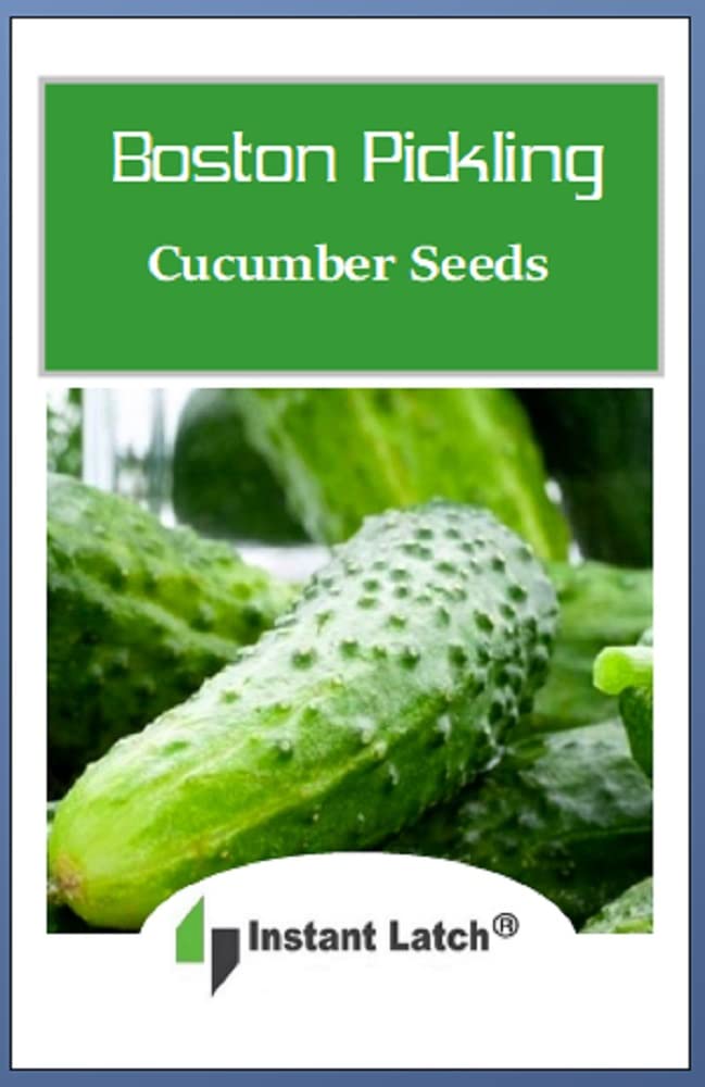 Instant Latch heirloom cucumber seeds label, ideal for growing non-GMO cucumbers in a warm-season garden.