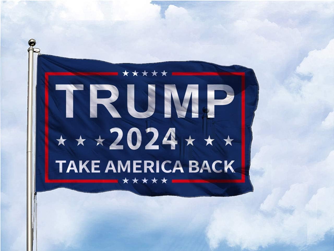 Inteluck Trump 2024 flag with brass grommets for easy hanging.