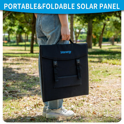 Intenergy 100W foldable panel with water-resistant fabric for outdoor use