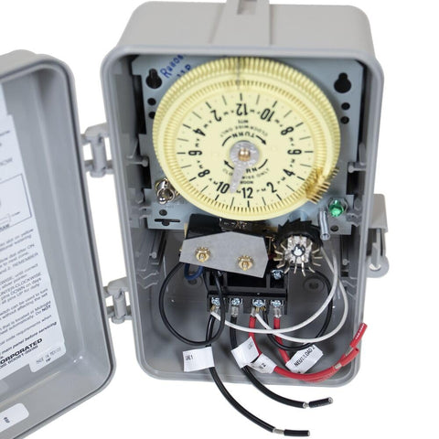 Intermatic R8806P101C weatherproof NEMA 3R housing protects timer outdoors