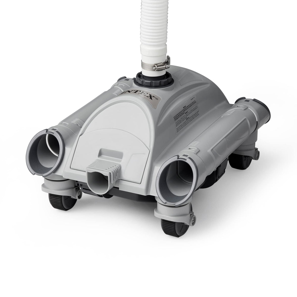 Intex 28001E cleaner front view shows compact design for easy above-ground cleaning