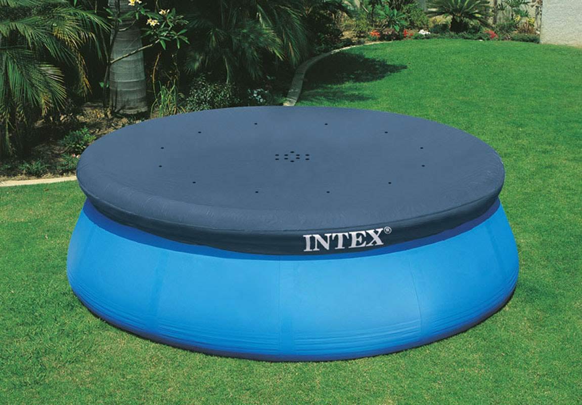 Intex 28021E cover shows drain holes to prevent water pooling