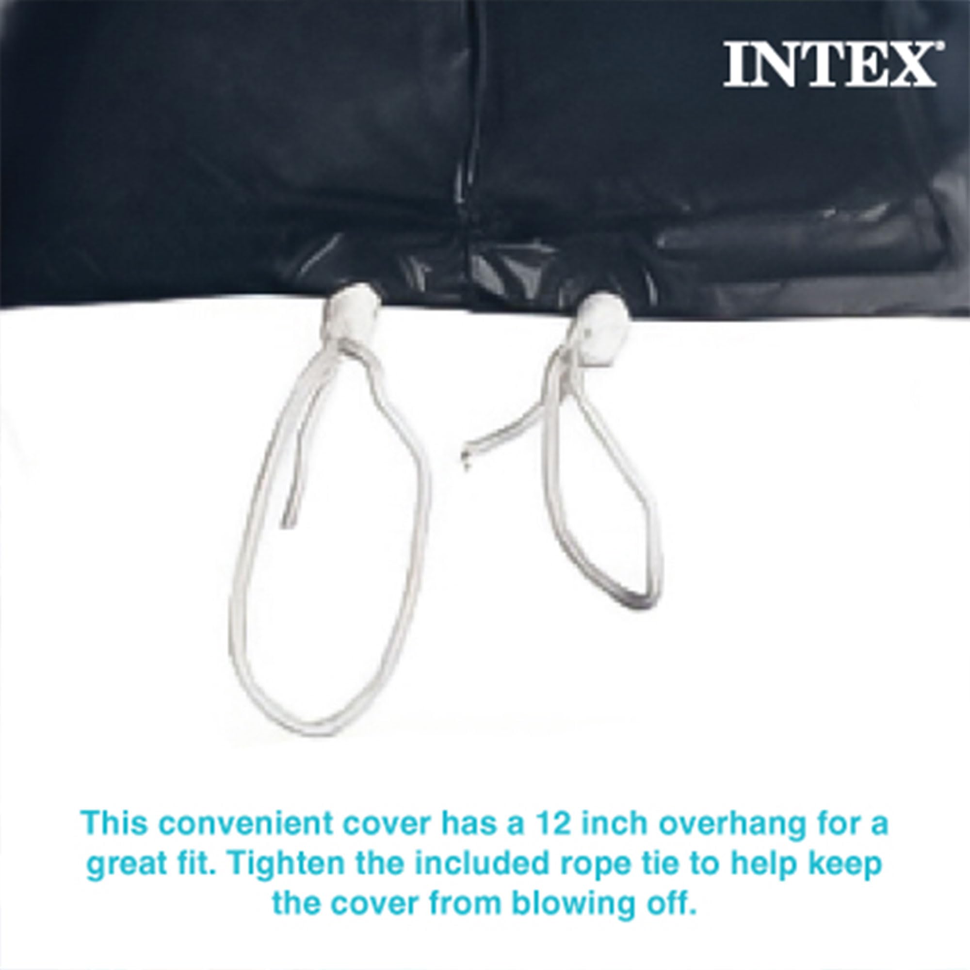 Intex 28026E debris cover nylon tie-down ropes enable secure anchoring