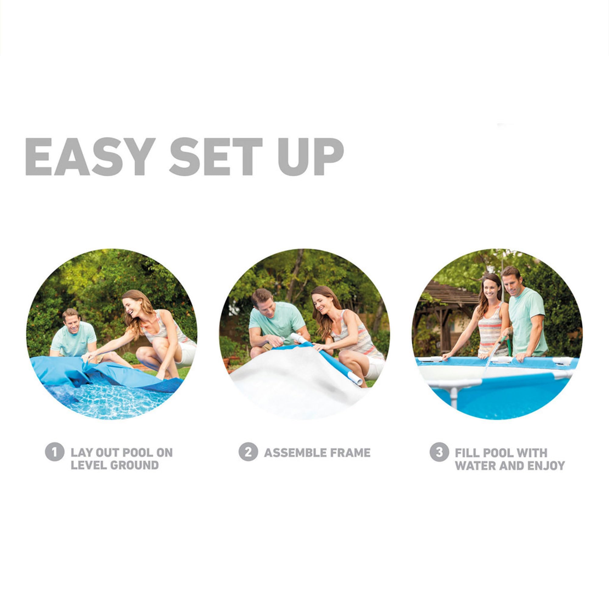 Intex 28205EH ground cloth helps stabilize setup on level surfaces