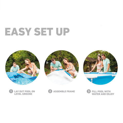 Intex 28205EH ground cloth helps stabilize setup on level surfaces
