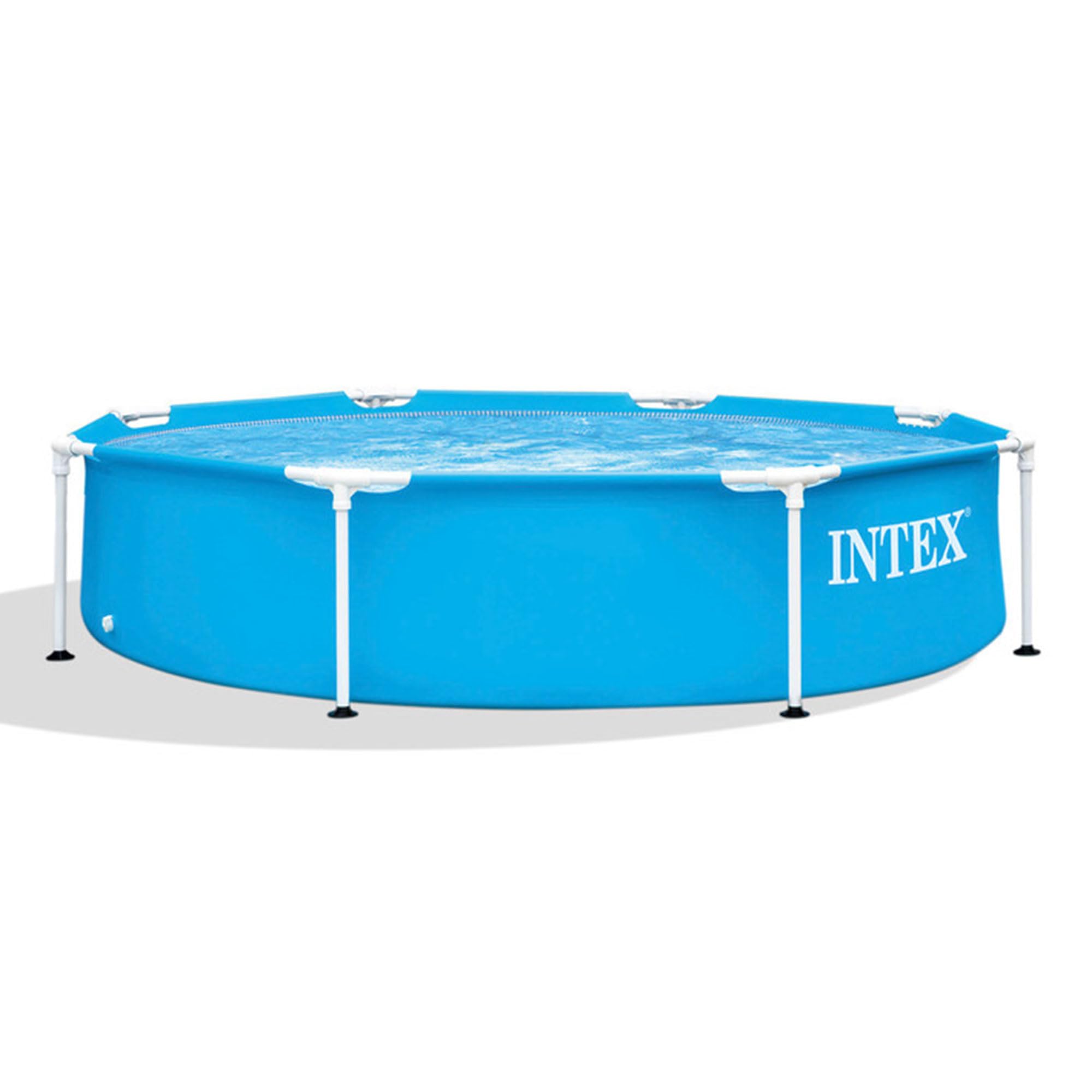 Intex 28205EH pool assembly shows quick, tool-free setup for a backyard retreat