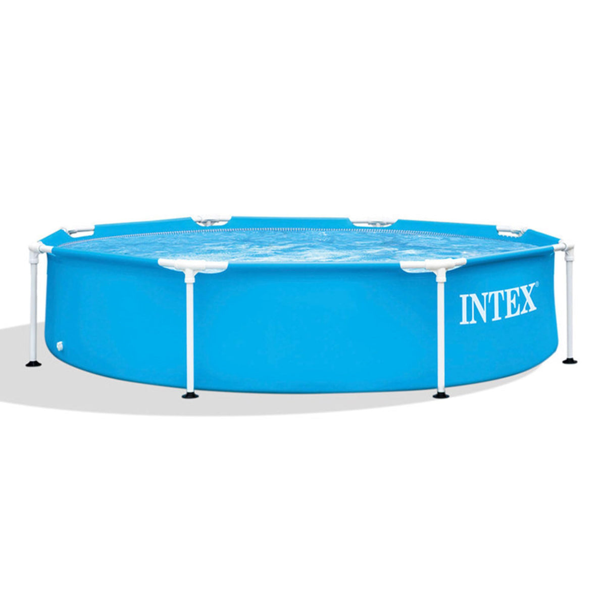 Intex 28205EH pool assembly shows quick, tool-free setup for a backyard retreat