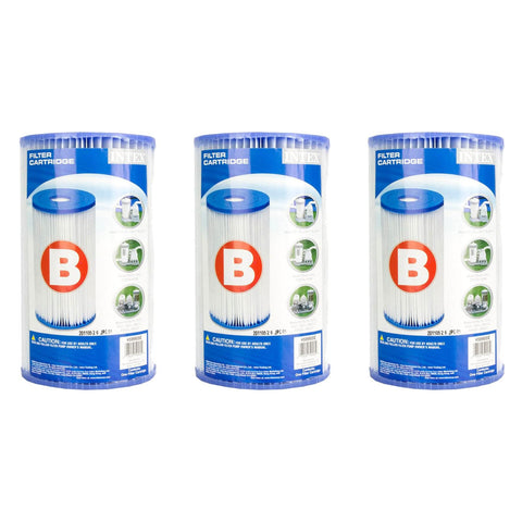 Intex 3-pack replacement filter cartridge for pool pump maintenance.