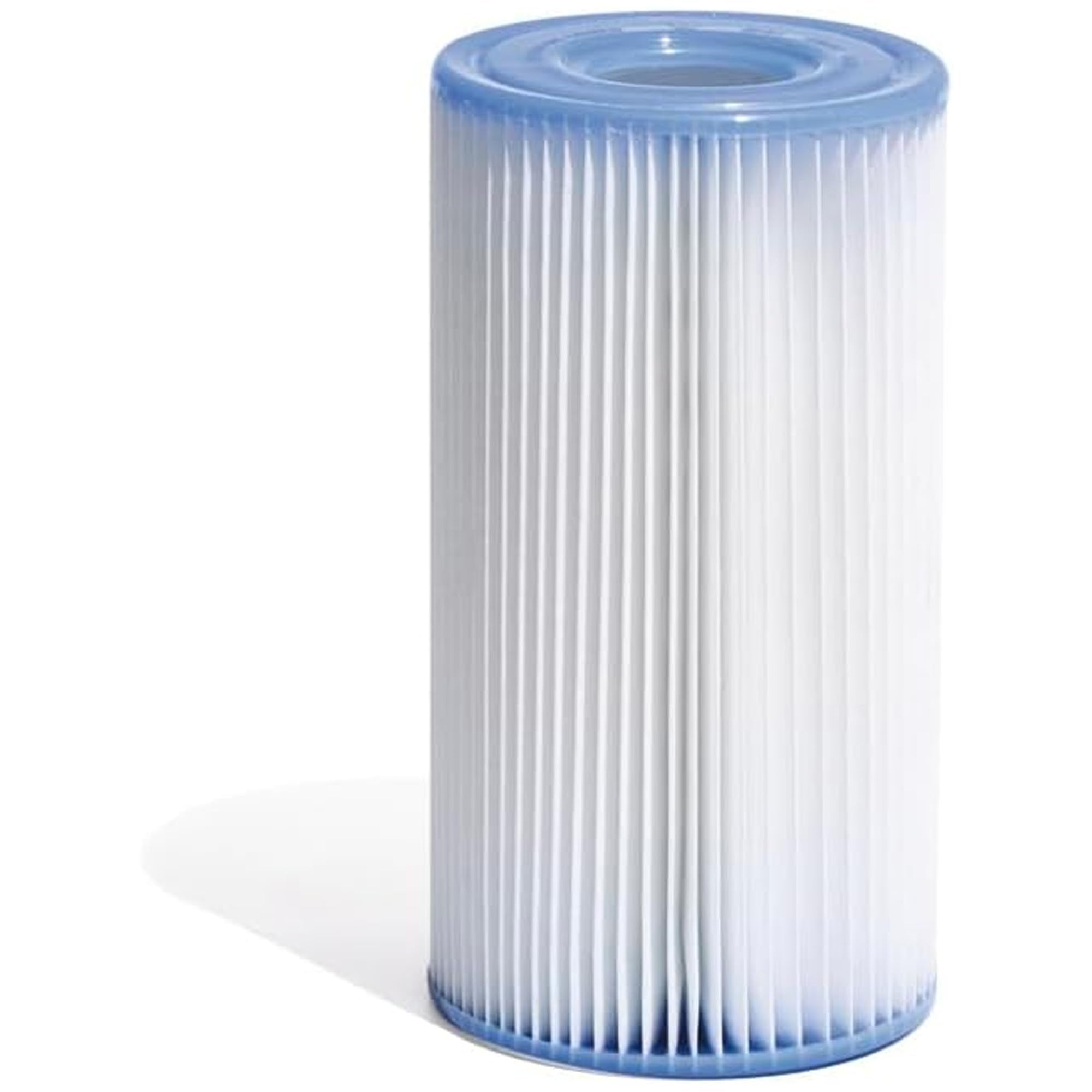 Intex C530 compact design fits easy storage beside pool equipment.