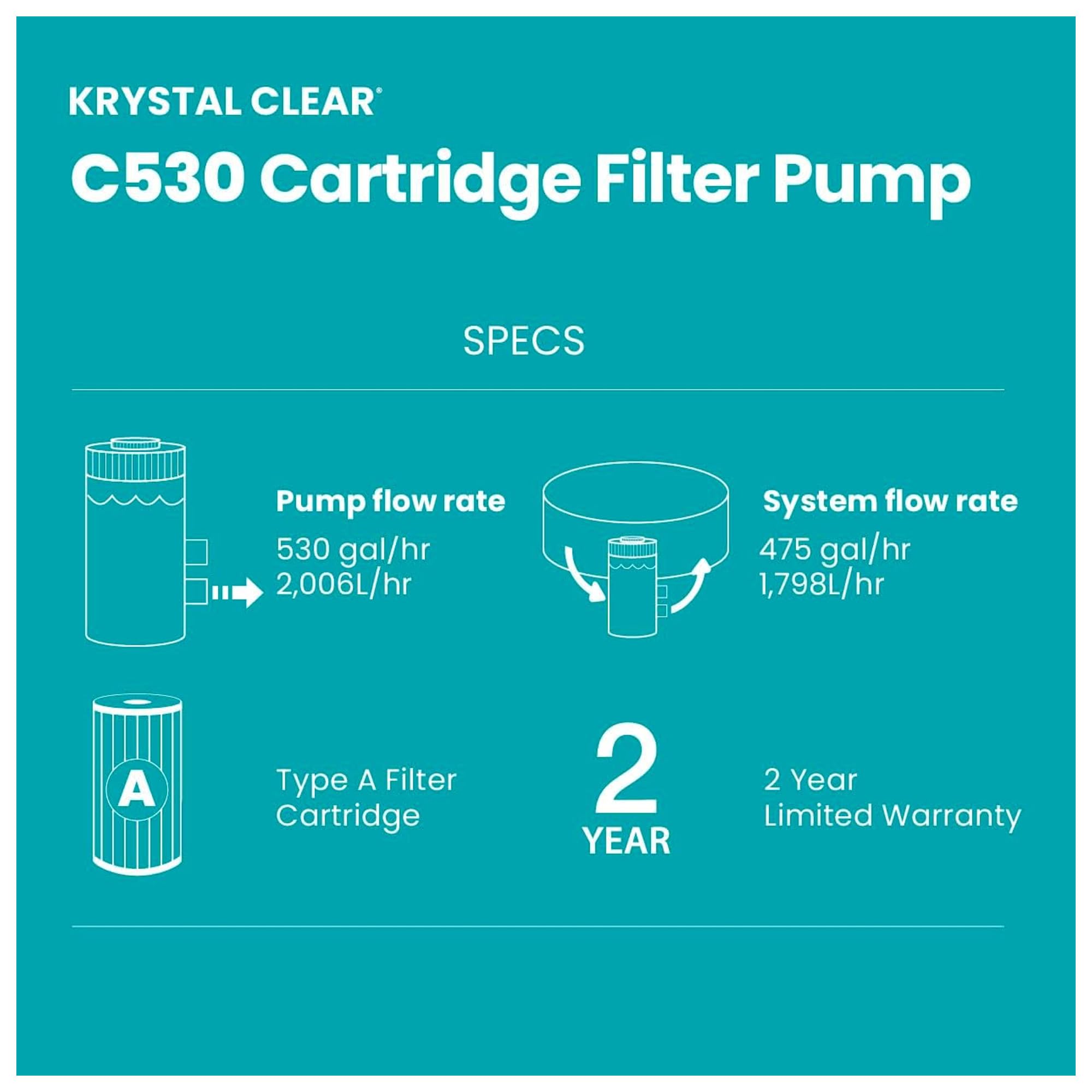 Intex C530 pump top view illustrating easy access and quick setup for pool filtration.