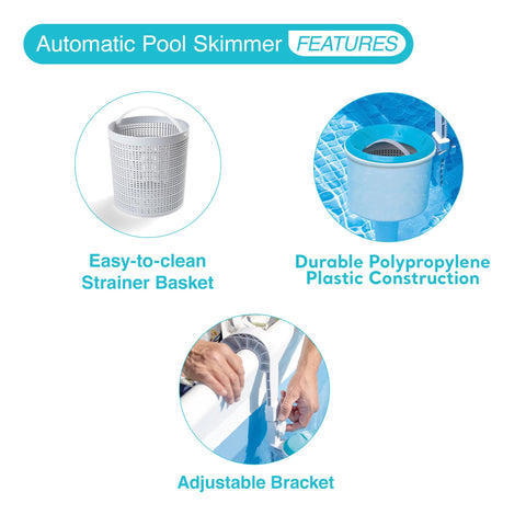 Skimmer connected to filter pump for automatic surface skimming