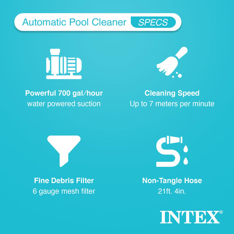 Intex Deluxe cleaner's water-powered all-wheel drive climbs walls smoothly.
