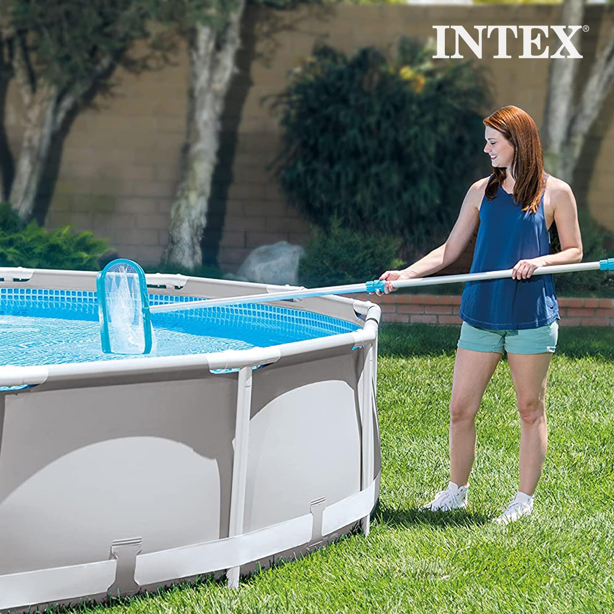 Intex scrubber vacuum cleans walls and surfaces for thorough maintenance.