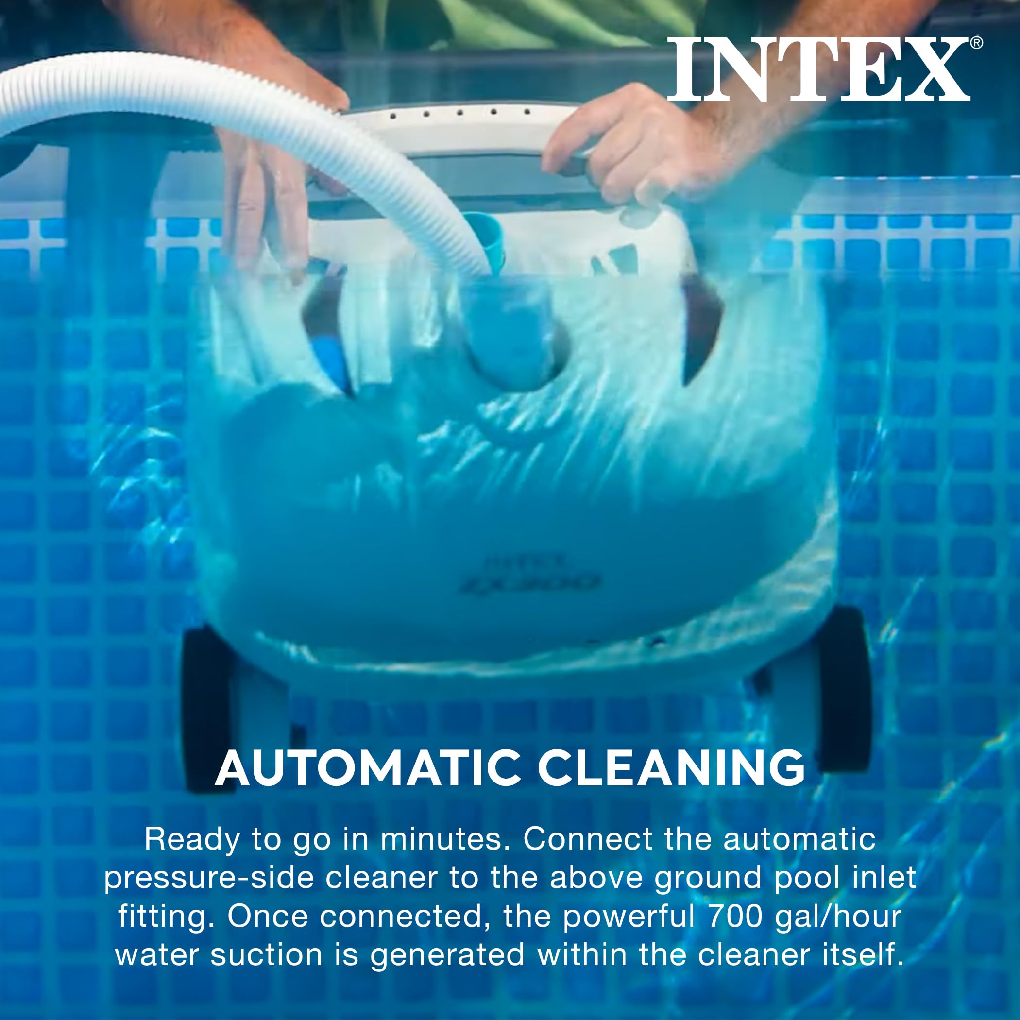 Intex Deluxe removable filter tray simplifies debris disposal.