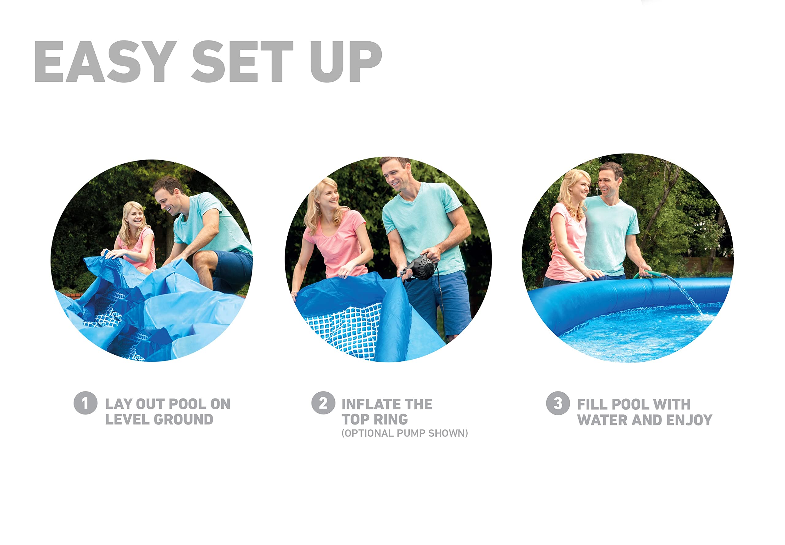 Intex Easy Set pool on level ground offers a stable splash area.