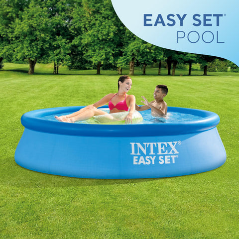 Intex Easy Set 8ft pool puncture resistant 3 ply PVC supports durable summer use