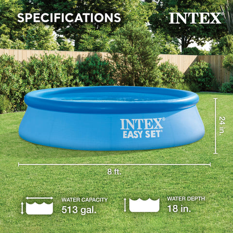 Intex Easy Set 8ft pool water fill scene ready for backyard cooling