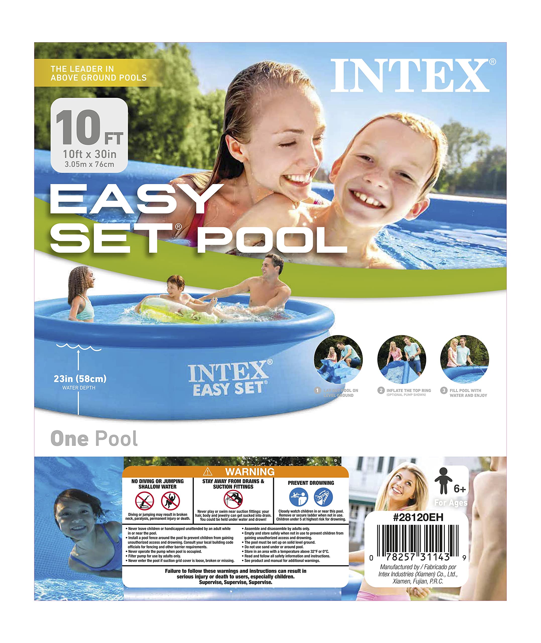 Intex Easy Set pool used on level ground for safe outdoor relaxation