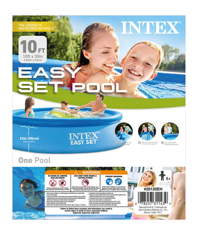Intex Easy Set pool used on level ground for safe outdoor relaxation