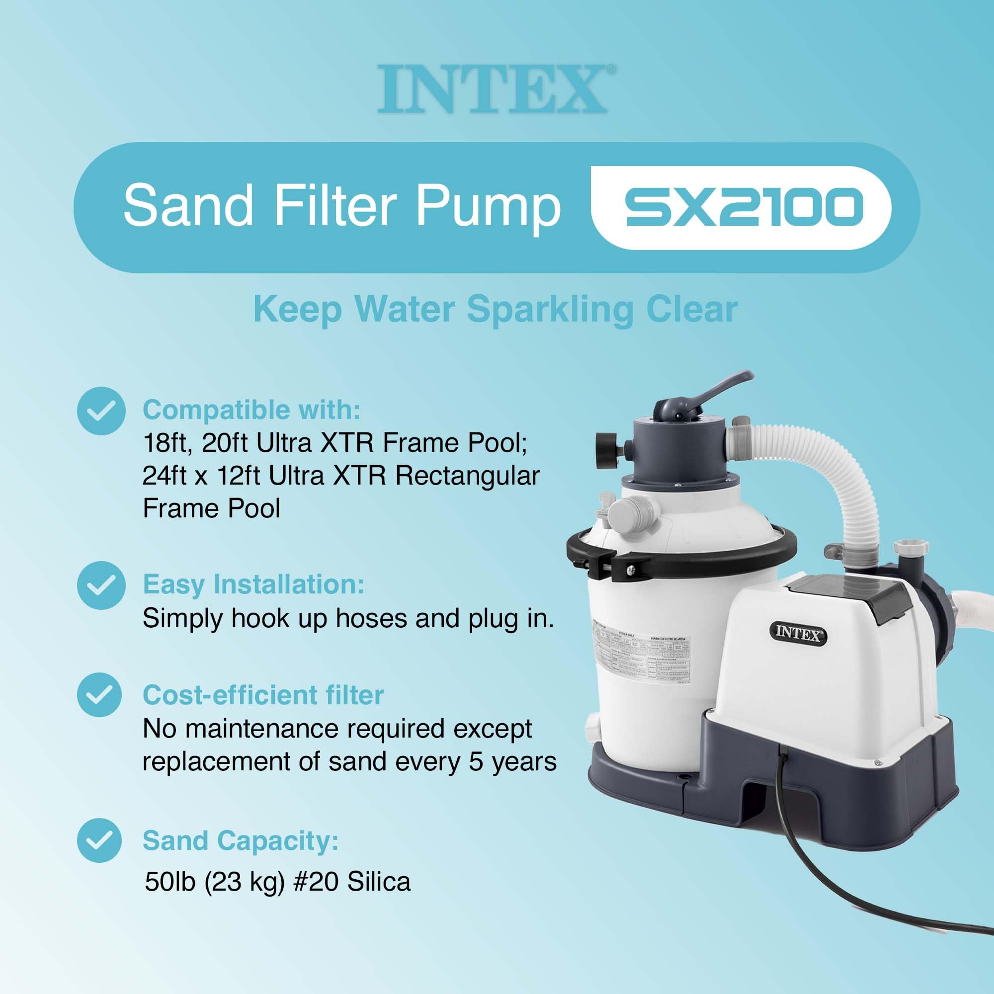 Intex Krystal Clear sand filter pump top control panel with timer and settings