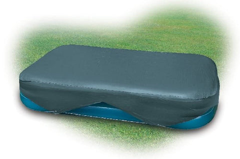 Intex pool cover with drawstrings closed for a tight, debris-free seal.