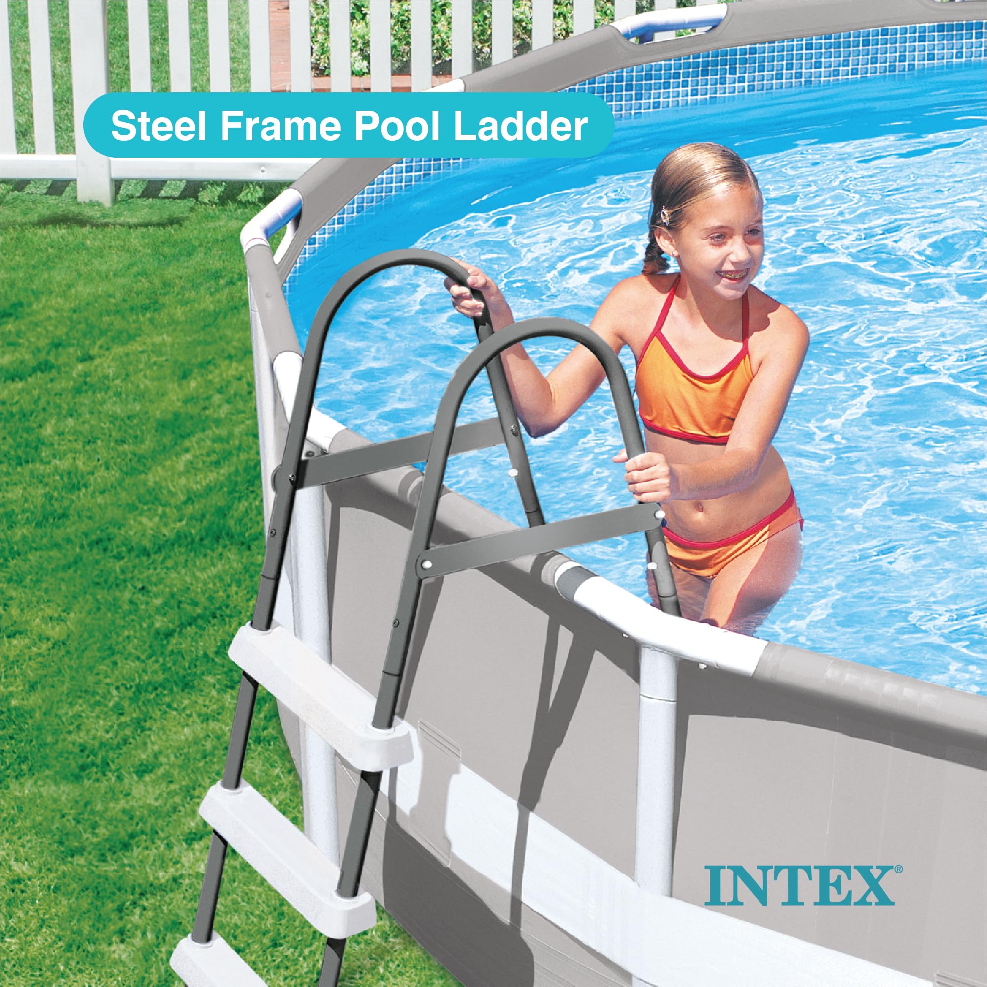 Intex pool ladder high-impact-steps provide durable grip for frequent use.