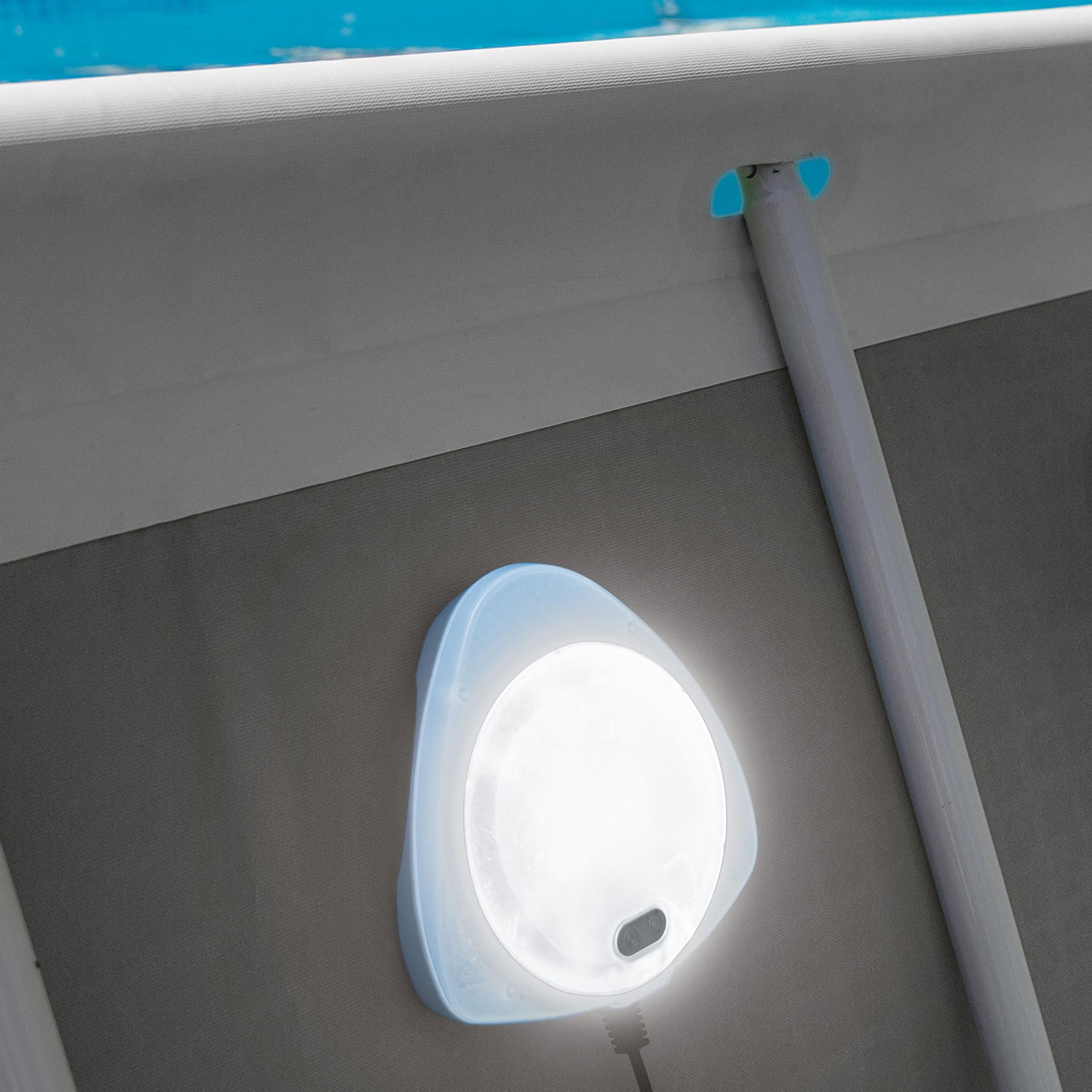 Intex white mode provides clean, steady illumination during night swims.