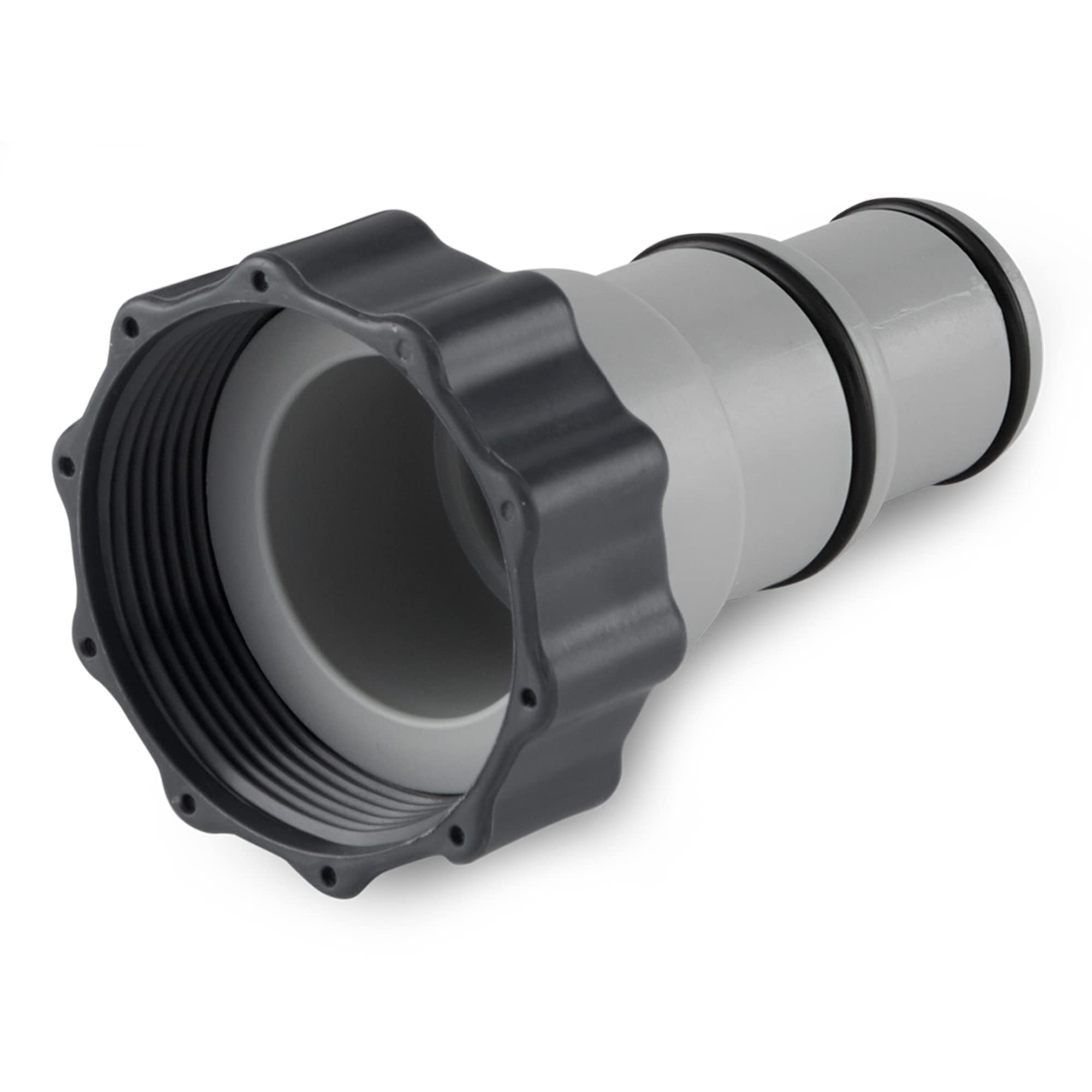 Intex pumps with threaded connection compatibility shown on the adapter.