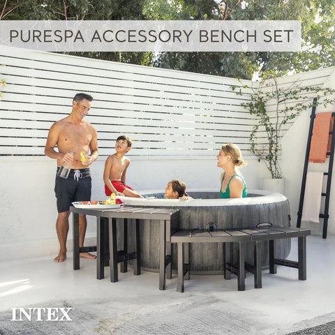 Intex PureSpa bench material close-up highlights UV-resistant, durable plastic.