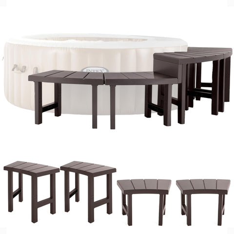 Intex PureSpa tall bench front view demonstrates elevated seating and storage.