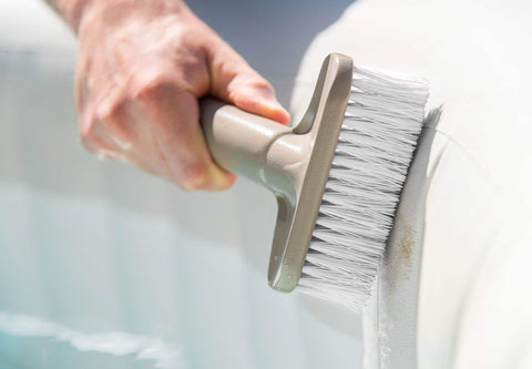 Intex PureSpa skimmer removing debris to keep spa water clear.