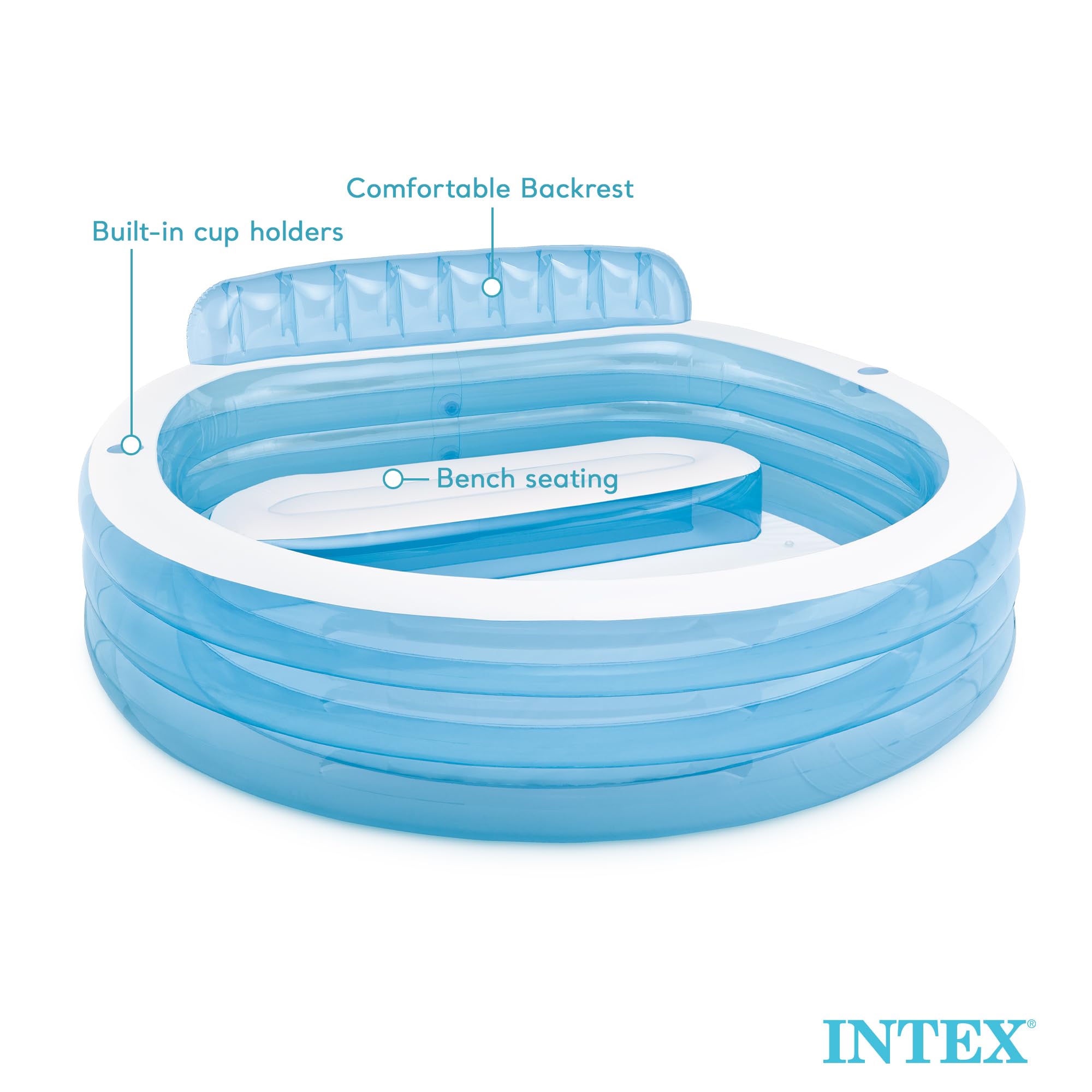 Intex Swim Center blue exterior creates a bright backyard oasis