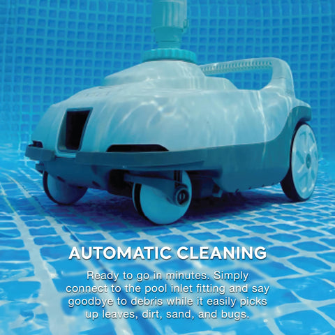 Oversized wheels guide efficient pool-floor cleaning path