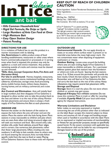 INTICE Gelanimo ant bait station close-up showing rigid gel bait and moisture seal