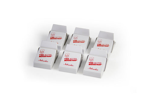 INTRUDER The Better Mousetrap 6-pack box, showing quick setup and reusable, mess-free use.