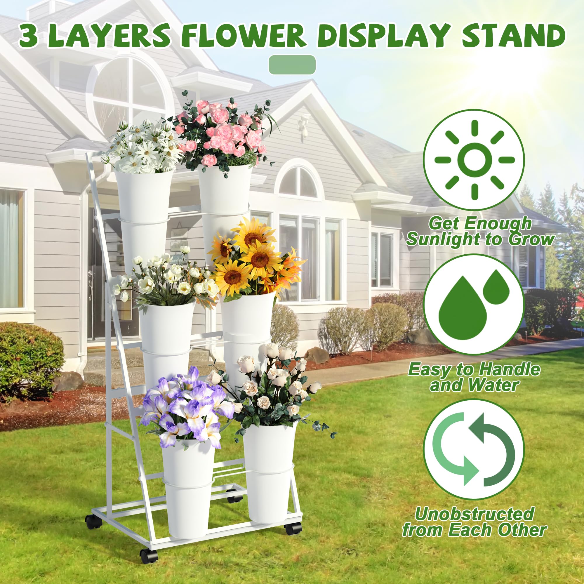 Invech durable metal frame supports plants with stability on any surface.