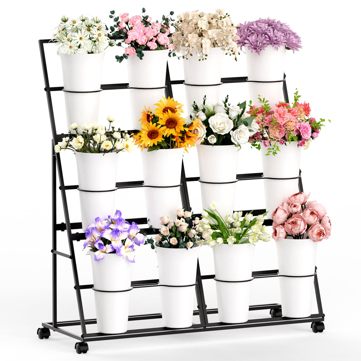 Invech flower display stand with a 3-tier ladder design for efficient bloom arrangement