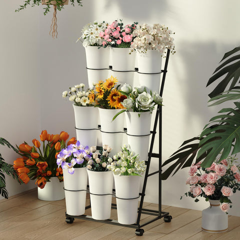 Invech mobile flower stand with wheels for flexible indoor/outdoor setup.