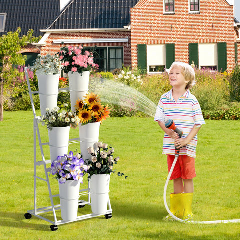Invech movable flower stand with wheels enabling easy rearrangement.