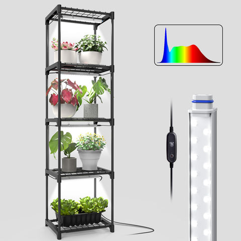 Inzlume plant shelf with grow light showing compact indoor gardening setup for year-round greens