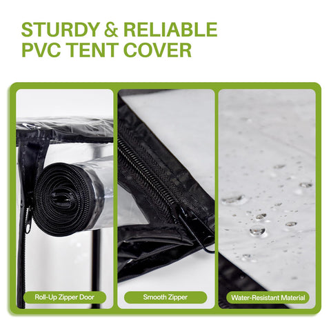 Inzlume Roll-up door with tie-downs provides convenient access and humidity control.