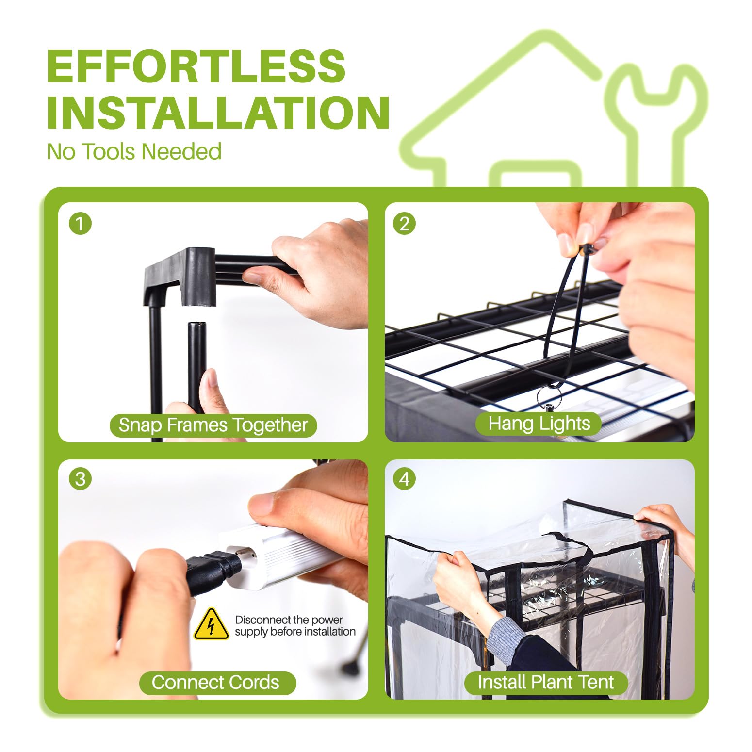 Inzlume Compact assembly step keeps setup quick and tool-free.