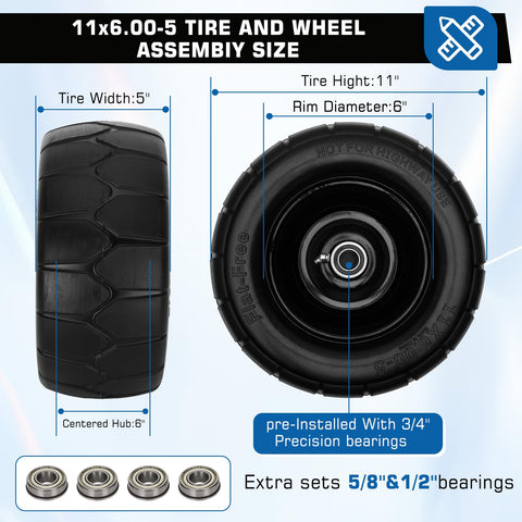 Iococee flat-free tire with steel rim close-up highlighting durable wear resistance.
