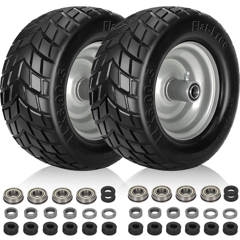 Iococee 11x6 flat-free tire side view, durable and maintenance-free for lawns.