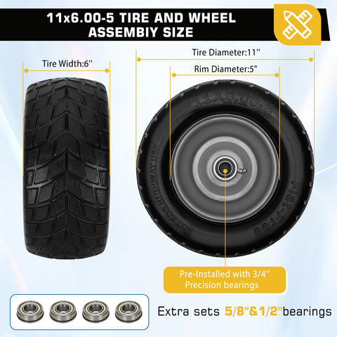 Iococee 11x6 flat-free tire top view, ready for effortless zero-turn mowing.