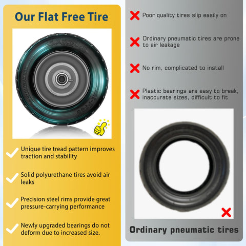 Iococee 400 lb load capacity tire, even weight distribution on lawns.