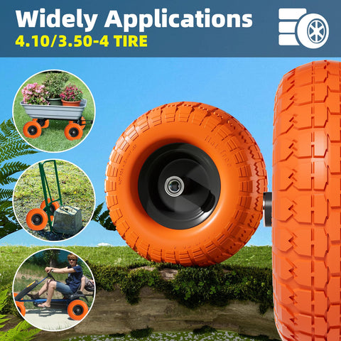 Iococee 5-8 inch axle bore flat-free tire broadens cart compatibility