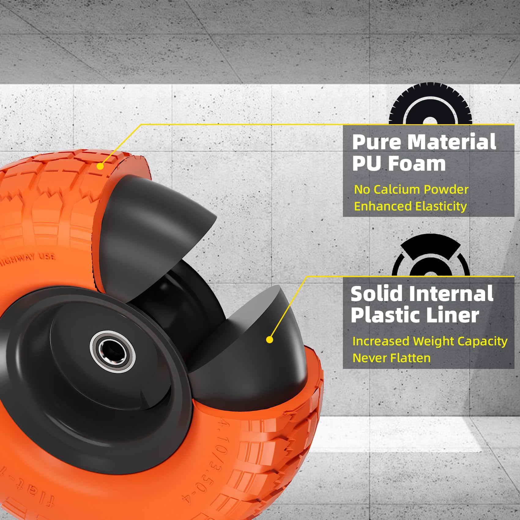 Iococee dolly wheel with flat-free tire for smooth, reliable rolls