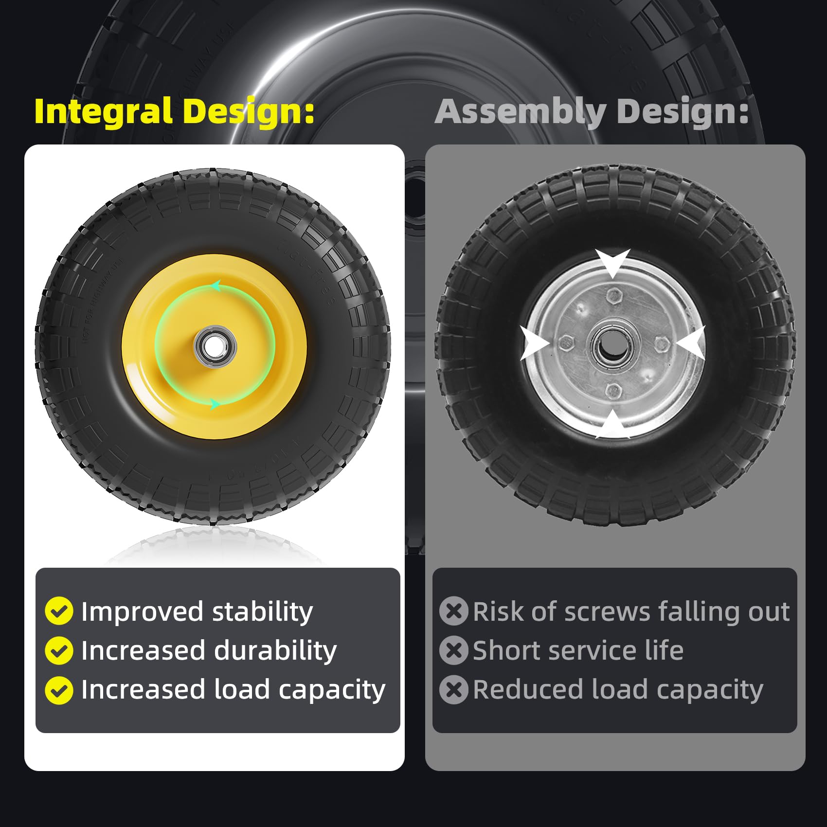 IOCOCEE garden cart wheels versatile for wagons, mowers, and tools.