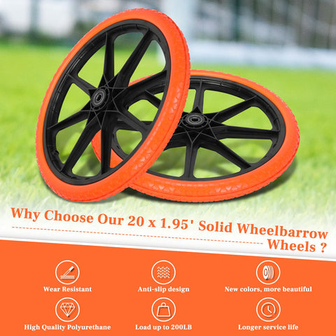 Iococee 20-inch cart wheels deliver effortless maneuverability on gardens and job sites.